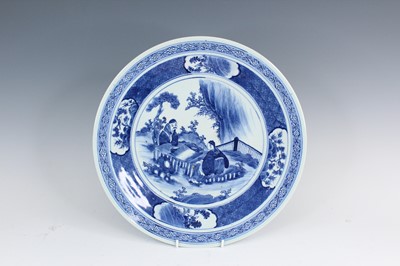 Lot 2189 - A large Chinese blue and white figural dish,...