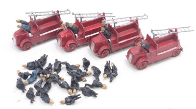 Lot 1762 - Charbens group of 4 fire engines, in red, with...
