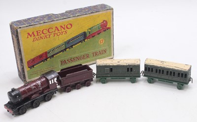 Lot 1054 - Dinky Toys Pre-War No.17 Passenger Train set...
