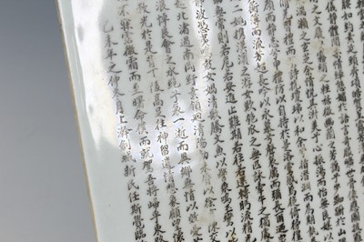 Lot 2097 - A Chinese porcelain plaque of a poem, early...