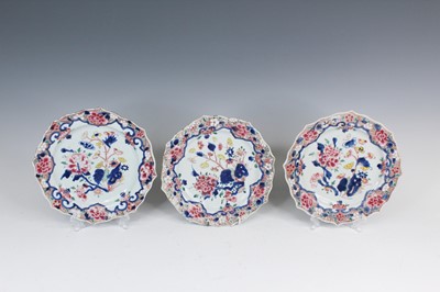 Lot 2150 - Three Chinese famille rose ‘floral’ plates,...
