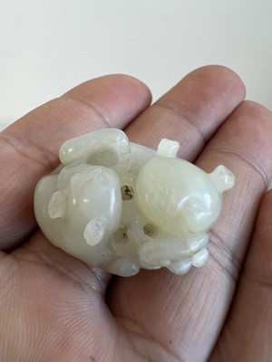 Lot 2048 - A group of six Chinese jade carvings, Qing...