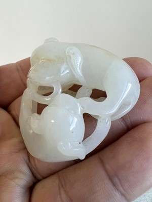 Lot 2048 - A group of six Chinese jade carvings, Qing...