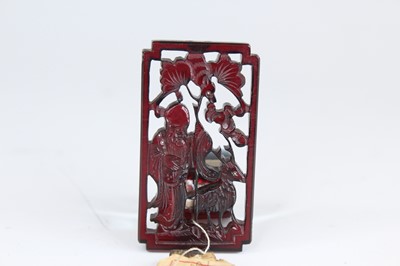 Lot 2051 - A Chinese carved amber ‘immortal and deer’...