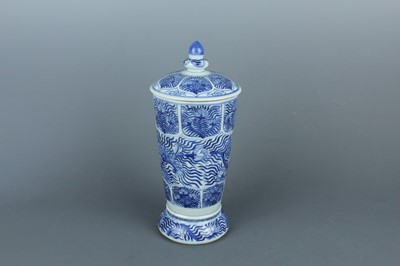 Lot 2177 - A blue and white goblet with cover, in Kangxi...