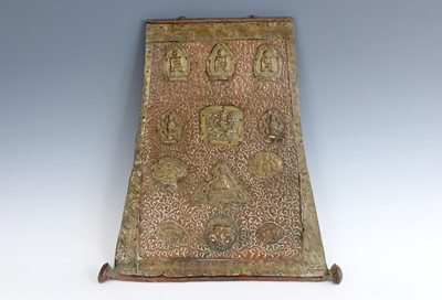 Lot 2209 - A Tibetan or Nepalese bronze Buddhist hanging...