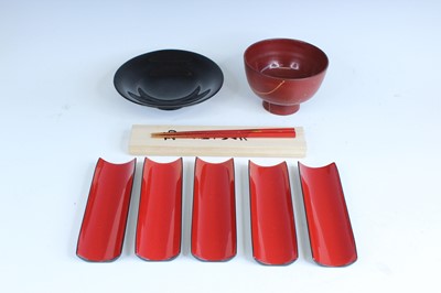 Lot 2265 - A set of Japanese lacquer wares, 20th century....
