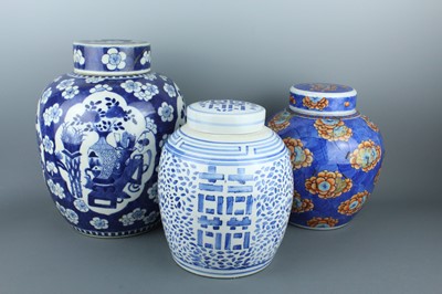 Lot 2186 - A group of three Chinese jars, 19th century to...