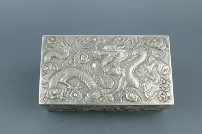 Lot 2063 - A Chinese silver ‘dragon’ box with hinged...