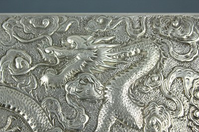 Lot 2063 - A Chinese silver ‘dragon’ box with hinged...
