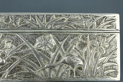 Lot 2063 - A Chinese silver ‘dragon’ box with hinged...
