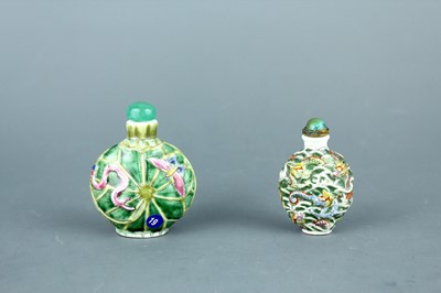 Lot 2014 - Two Chinese porcelain snuff bottles, late 19th...