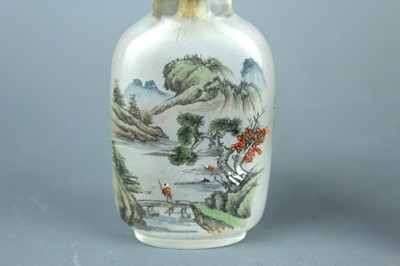 Lot 2018 - A set of three Chinese inside-painted glass...