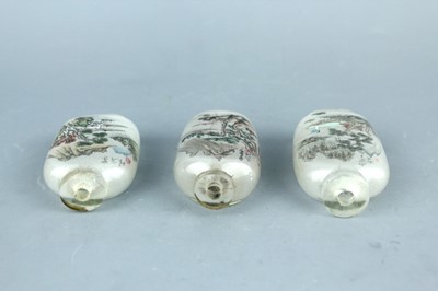 Lot 2018 - A set of three Chinese inside-painted glass...