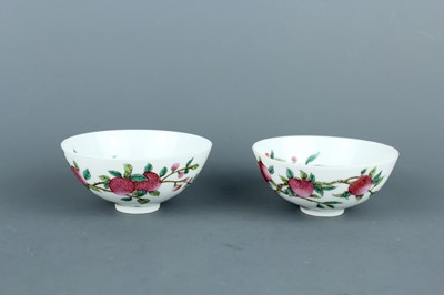 Lot 2129 - A pair of small Chinese egg-shell famille rose...