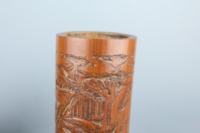 Lot 2088 - A pair of small Chinese bamboo carved brush...
