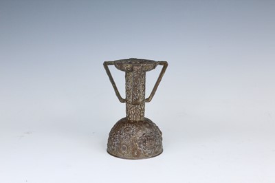 Lot 2226 - A Japanese bronze candlestick stand, early...
