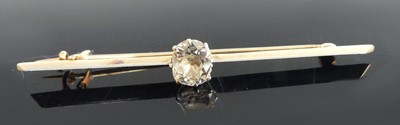 Lot 2509 - A yellow and white metal diamond bar brooch,...