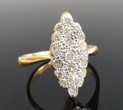 Lot 2512 - A yellow and white metal diamond navette...