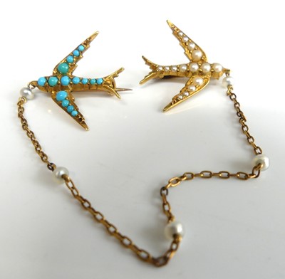 Lot 2518 - A late Victorian yellow metal double swallow...
