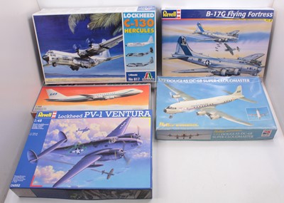 Lot 593 - One box containing five plastic aircraft kits...