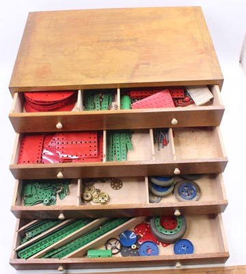 Lot 1666 - An original Meccano No. 9 four-drawer oak...