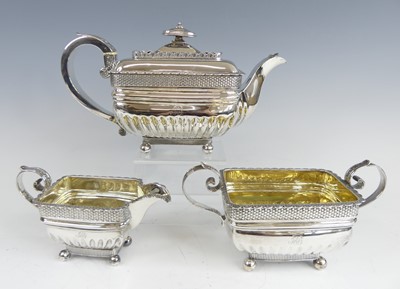 Lot 2090 - A Regency silver three-piece tea set,...