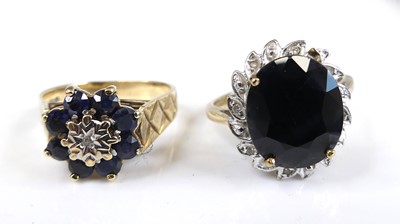 Lot 2567 - Two rings, being a 9ct yellow gold sapphire...