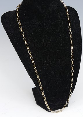 Lot 2578 - A 9ct yellow gold oval belcher link chain,...