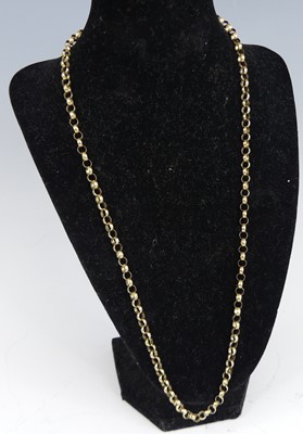 Lot 2579 - A 9ct yellow gold round belcher link chain,...
