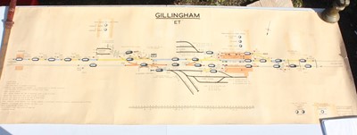 Lot 72 - Original signal box diagram for Gillingham box,...