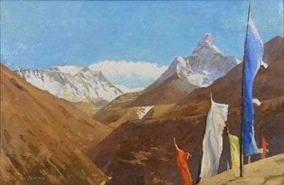 Lot 272 - James Hart Dyke (b.1966) - Himalayas, oil on...