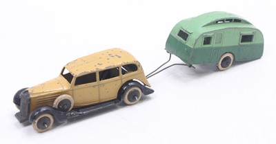 Lot 1119 - Dinky Toys Pre War 30d Vauxhall, tan body with...