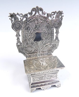Lot 2054 - A 19th century Russian silver salt throne, the...