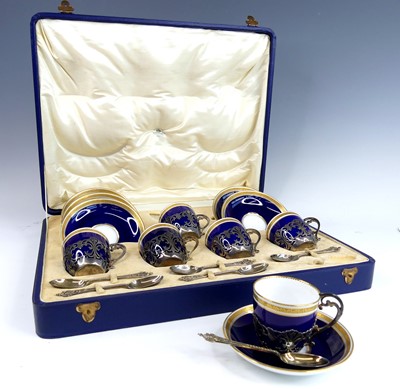 Lot 2025 - A cased Royal Worcester porcelain six-place...