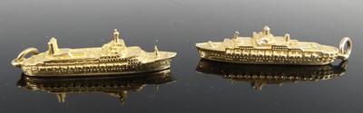 Lot 2650 - A 9ct gold charm as the cruise ship The...