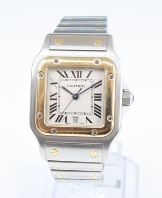 Lot 2604 - A Cartier Santos bi-metal mid-size wristwatch,...