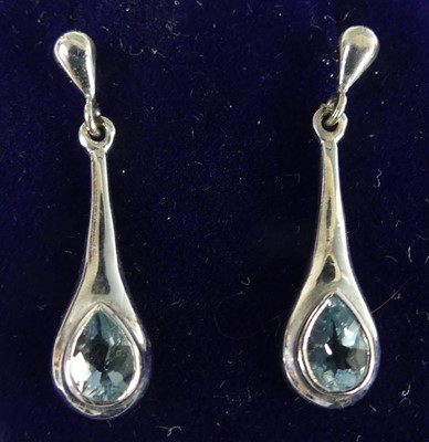 Lot 2608 - A pair of contemporary 9ct white gold and...