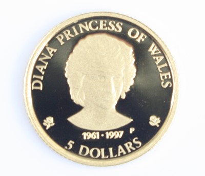 Lot 2220 - Cook Islands, 1997 gold proof five dollars,...