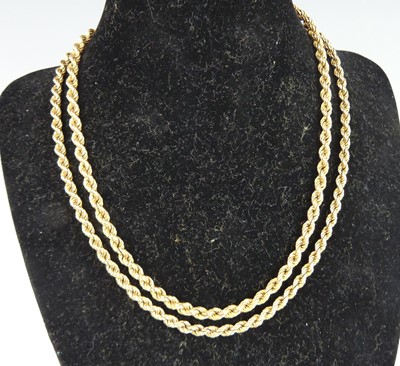 Lot 2539 - A modern 9ct gold rope twist necklace, length...
