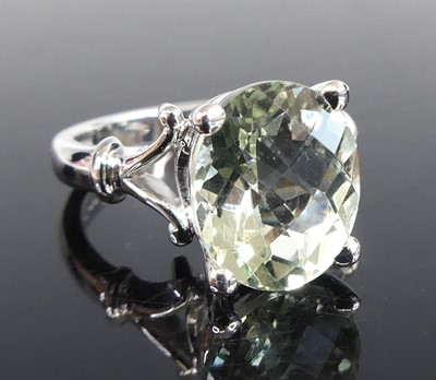 Lot 2551 - An 18ct white gold prasiolite single stone...
