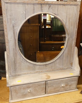 Lot 1176 - A rustic white-washed pine dressing mirror,...