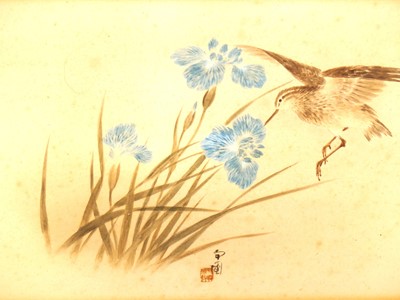 Lot 1039 - A Japanese watercolour of ducks, early 20th...