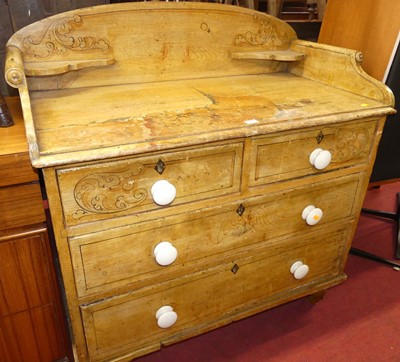 Lot 1167 - A Victorian scramble finish pine chest of two...