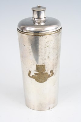 Lot 3282 - A silver plated flask, of tapered cylinderical...
