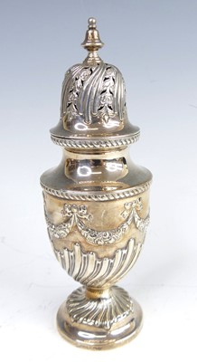 Lot 2056 - A George V silver sugar caster, of urn form...
