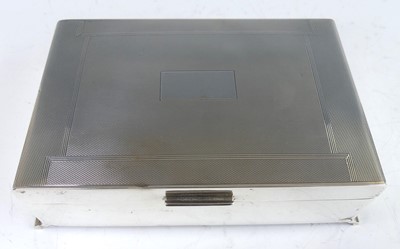 Lot 115 - A 1950s silver table cigarette box, having...