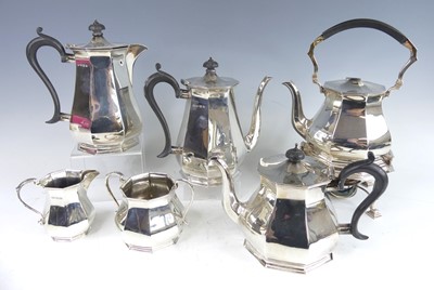 Lot 123 - An Art Deco silver six-place tea and coffee...