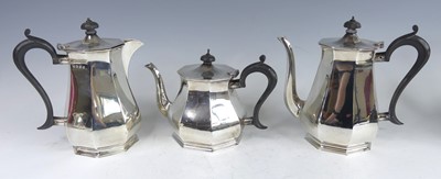 Lot 123 - An Art Deco silver six-place tea and coffee...