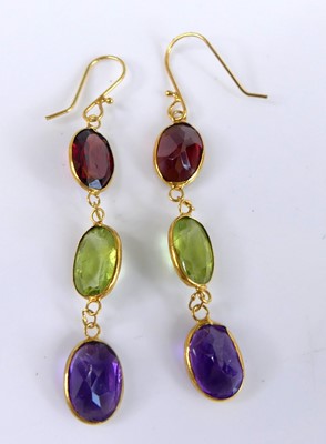 Lot 2748 - A pair of contemporary yellow metal ear...